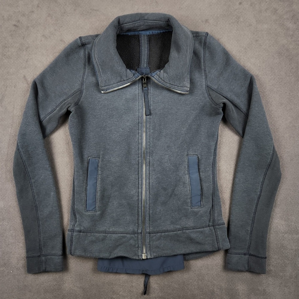 Lululemon En Route Jacket Womens 4 Navy Heather‎ Fleece Lined Full Zip